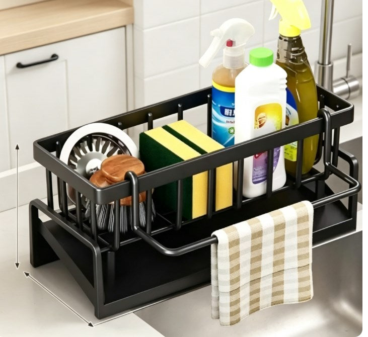 Integrated Draining Faucet Rack - Fast-Drying Sink Sponge Holder - Multi-functional Hanging Storage Shelf for Kitchen & Bathroom - Rust-Proof Sink Organizer