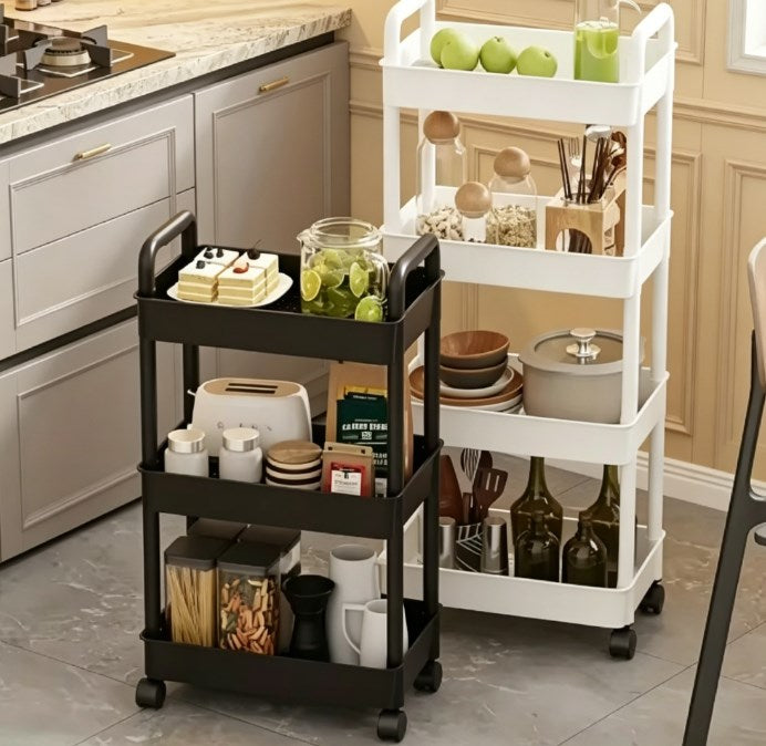 Large Capacity Metal Rolling Utility Cart - 3/4 Tier Heavy Duty Storage Organizer - Mobile Tool Trolley for Garage, Craft Room & Kitchen Storage