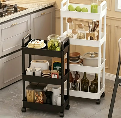 Large Capacity Metal Rolling Utility Cart - 3/4 Tier Heavy Duty Storage Organizer - Mobile Tool Trolley for Garage, Craft Room & Kitchen Storage