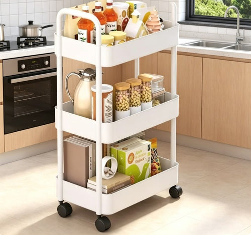 Large Capacity Metal Rolling Utility Cart - 3/4 Tier Heavy Duty Storage Organizer - Mobile Tool Trolley for Garage, Craft Room & Kitchen Storage