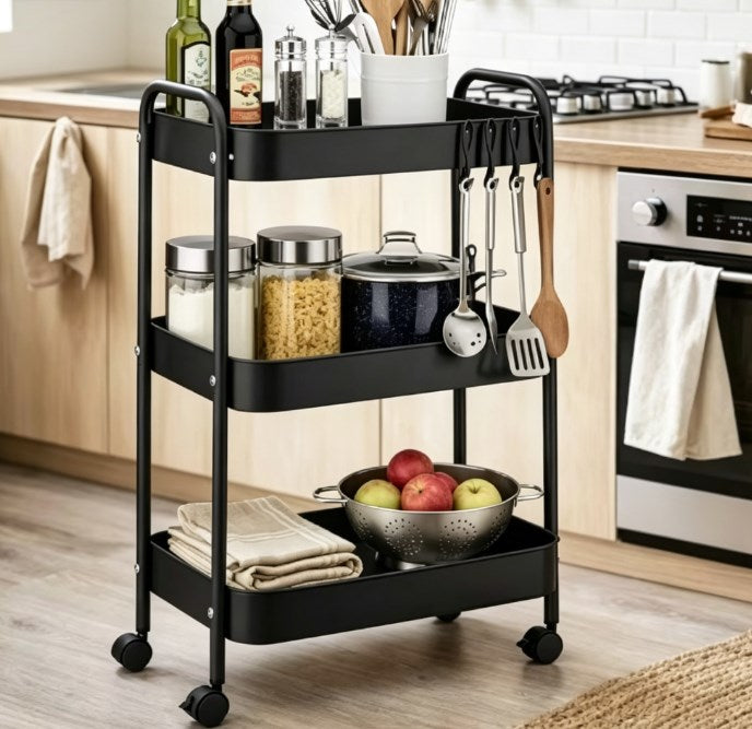 Space-Saving Slide Out Storage Trolley - Slim Rolling Organizer Cart for Narrow Spaces