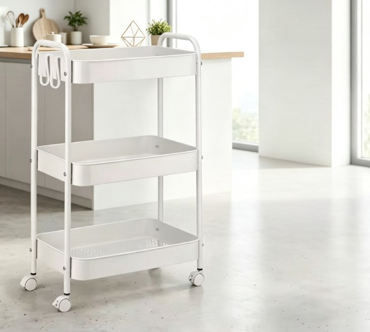 Space-Saving Slide Out Storage Trolley - Slim Rolling Organizer Cart for Narrow Spaces