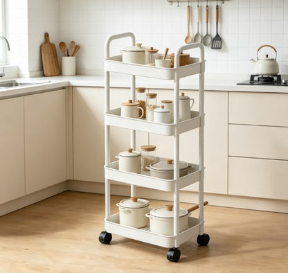 Space-Saving Slide Out Storage Trolley - Slim Rolling Organizer Cart for Narrow Spaces