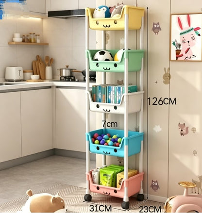 3/5-Tier Rolling Snack Cart with Wheels - Heavy Duty Mobile Utility Organizer - Large Capacity Space-Saving Storage Unit for Kitchen, Bedroom & Office