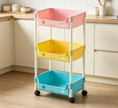 3/5-Tier Rolling Snack Cart with Wheels - Heavy Duty Mobile Utility Organizer - Large Capacity Space-Saving Storage Unit for Kitchen, Bedroom & Office