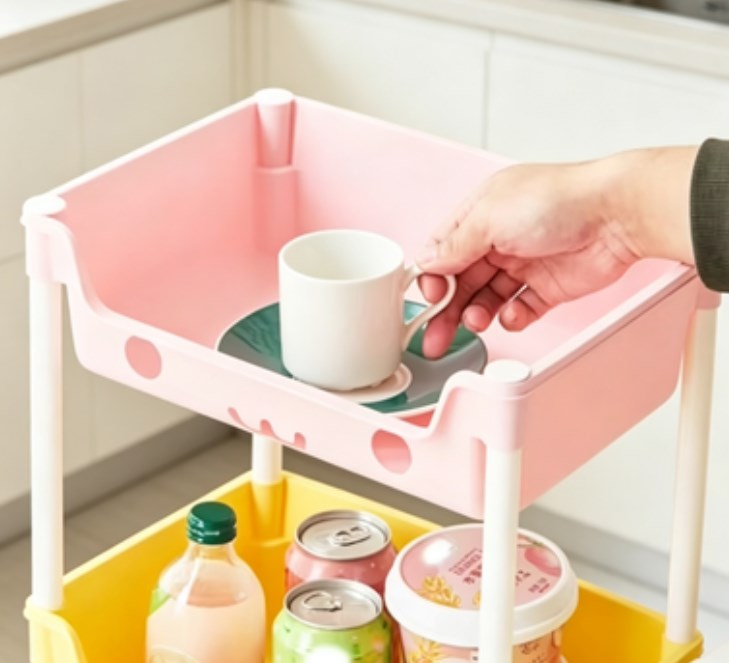 3/5-Tier Rolling Snack Cart with Wheels - Heavy Duty Mobile Utility Organizer - Large Capacity Space-Saving Storage Unit for Kitchen, Bedroom & Office