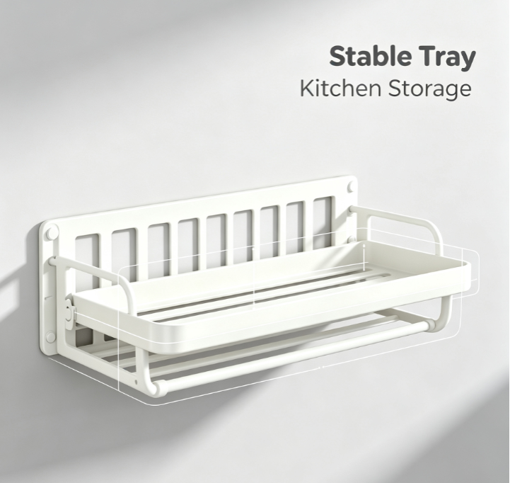 Punch-Free Hanging Condiment Shelf - Space-Saving Foldable Storage Caddy for Kitchen Oils and Spices