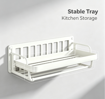 Punch-Free Hanging Condiment Shelf - Space-Saving Foldable Storage Caddy for Kitchen Oils and Spices