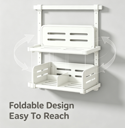 Punch-Free Hanging Condiment Shelf - Space-Saving Foldable Storage Caddy for Kitchen Oils and Spices
