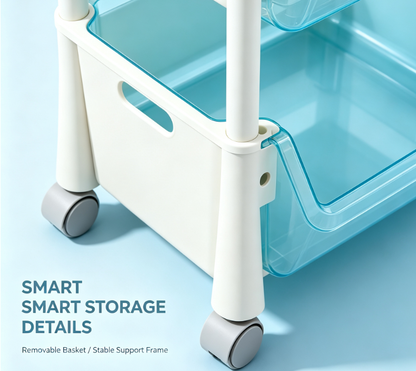 Versatile Rolling Utility Cart with Wheels - 3/5-Shelf Large-Capacity Storage Organizer for Home and Workspace