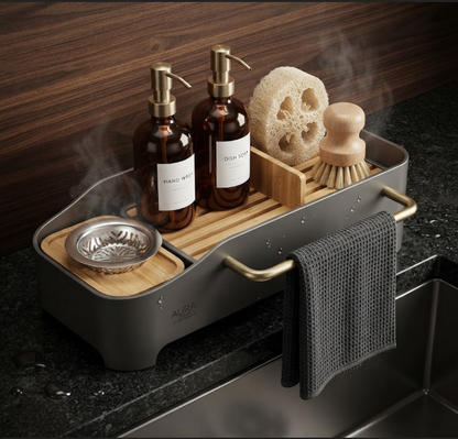 Hanging Sink Faucet Organizer Rack - Anti-Rust Drainage Caddy for Dish Sponges and Kitchen Accessories